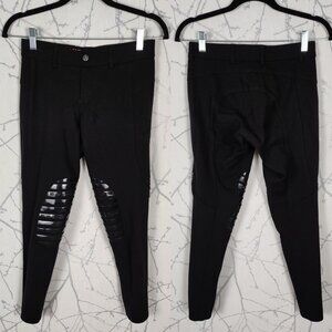 Elation Black Ponte Knit Mid Rise Breeches w/ Silicone Knee Patches